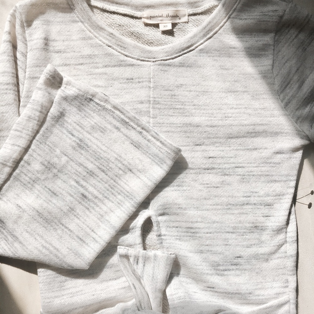 New {Nordstrom} Bell Sleeve Tie Crop Sweater
